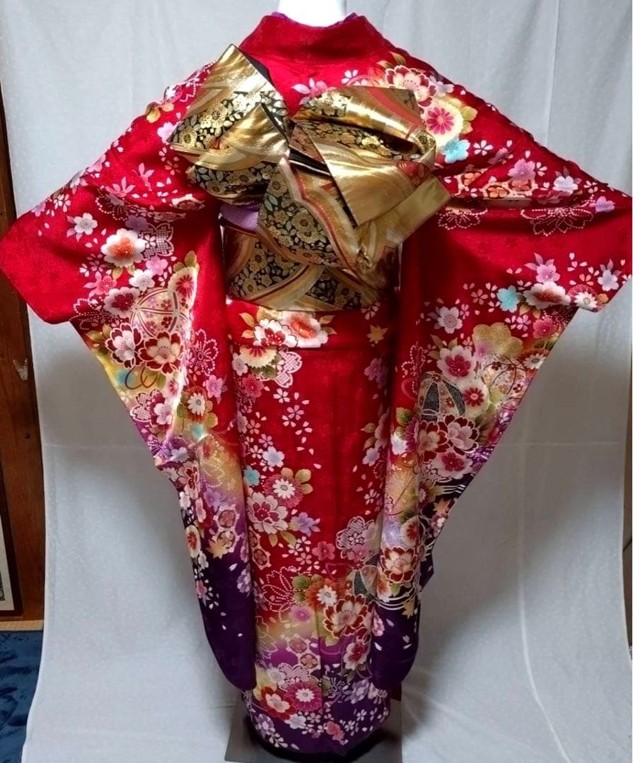 トールサイズ　正絹振袖　袋帯　小物セット　大きめサイズ　18ー10