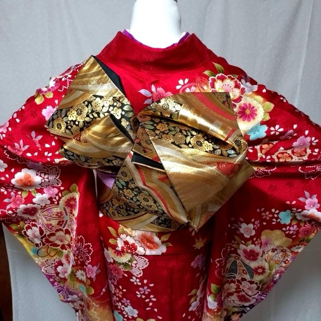 トールサイズ　正絹振袖　袋帯　小物セット　大きめサイズ　18ー10