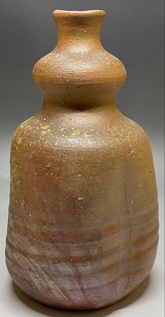 人間国宝　伊勢崎淳　瓢型花生　花入　備前焼　共箱　P99