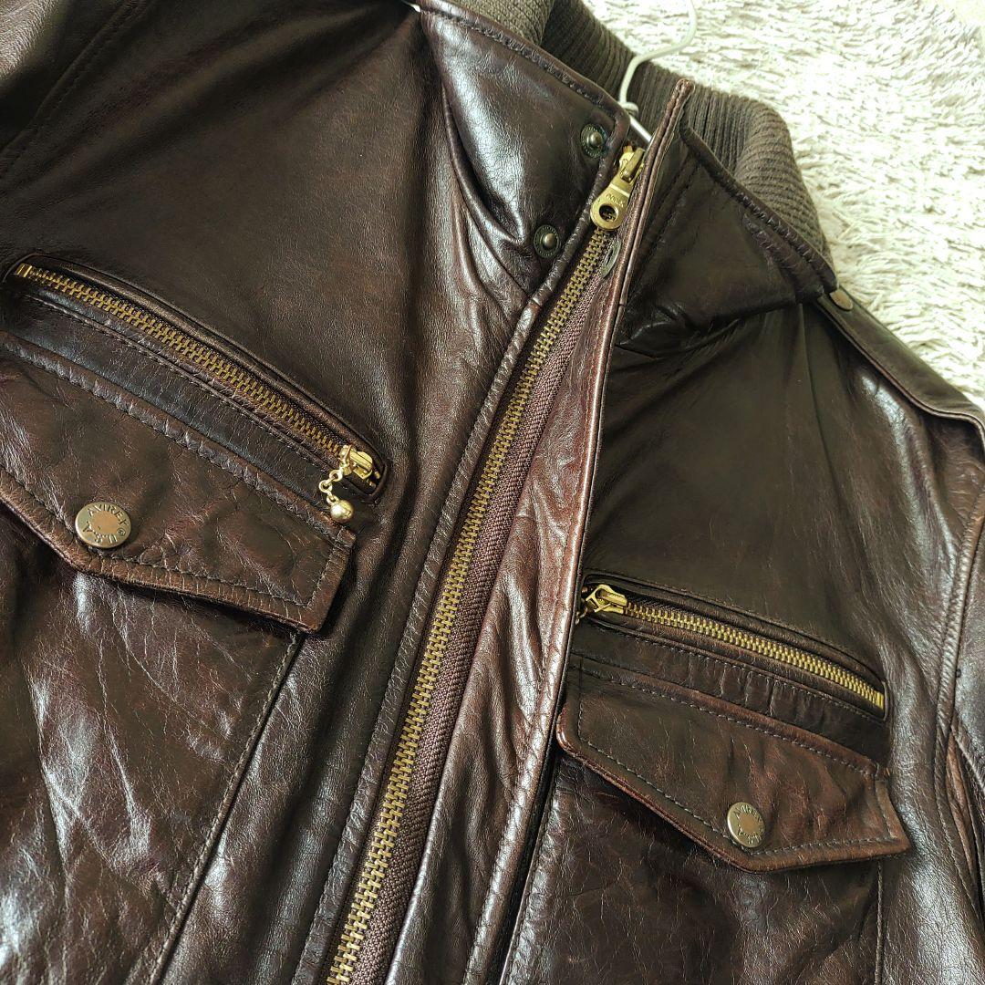 【XL・ホースレザー】AVIREX 馬革　レザージャケット　ブラウン