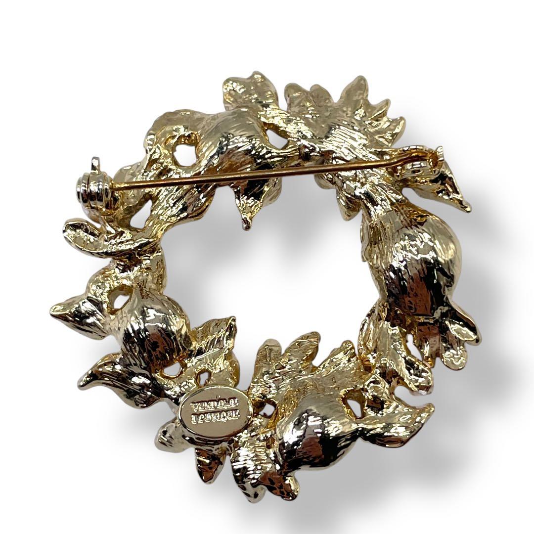 VENDOME BOUTIQUE 貝パール リースブローチ ストーン フラワー