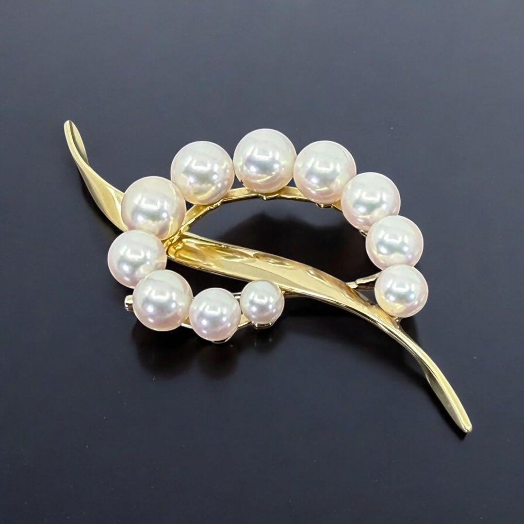 【未使用保管品】ミキモト K18 アコヤ　本真珠　パール　ブローチ