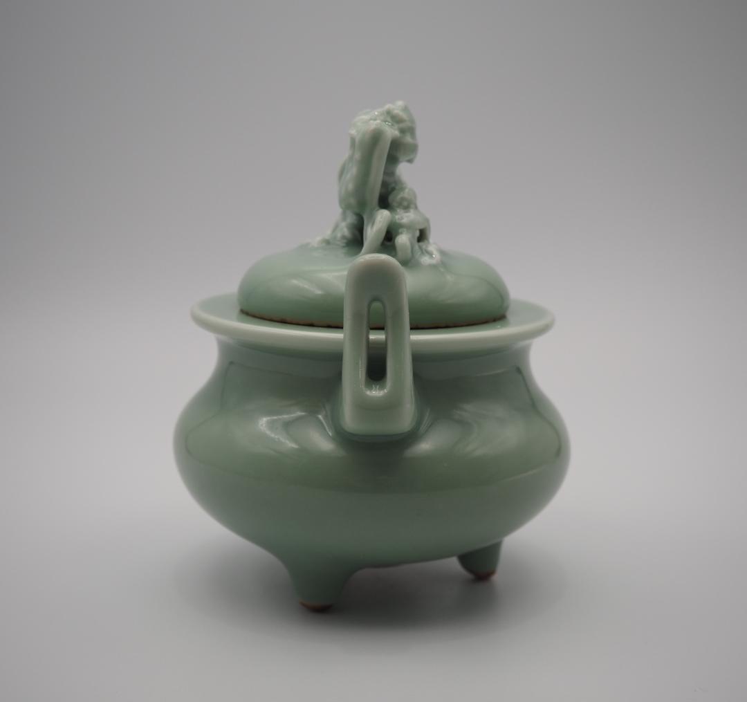 真葛香山 宮川香山 青磁釉 香炉  識箱付