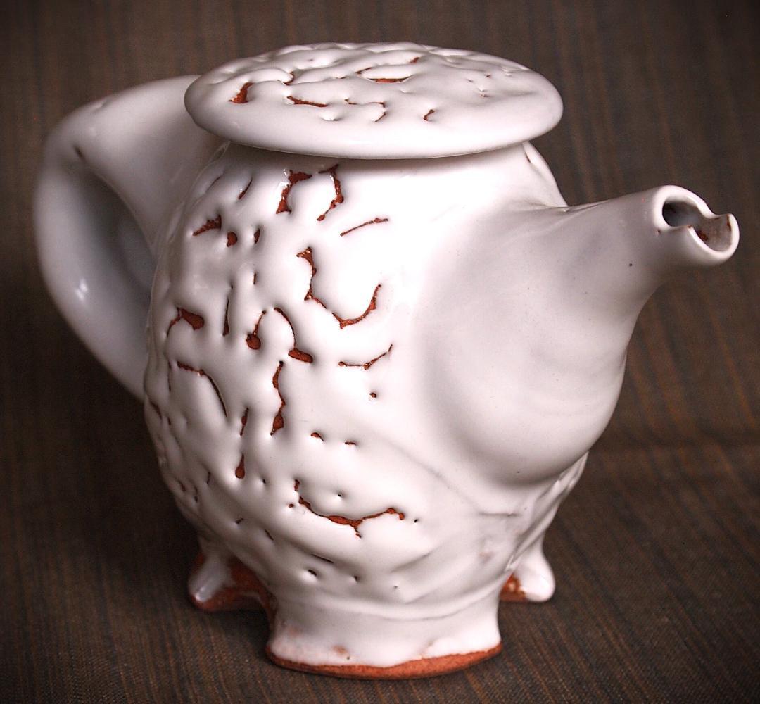 新作★時松泰礼【師：松野龍司】★白萩ティーポット（急須）★共箱