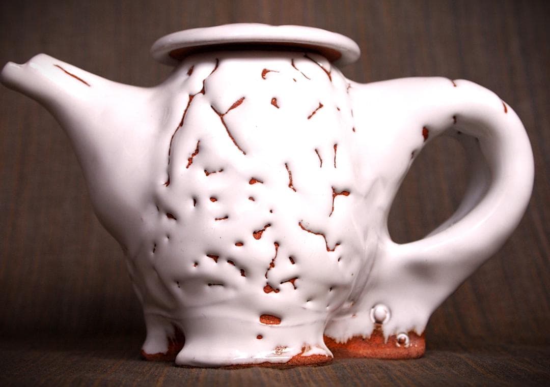 新作★時松泰礼【師：松野龍司】★白萩ティーポット（急須）★共箱