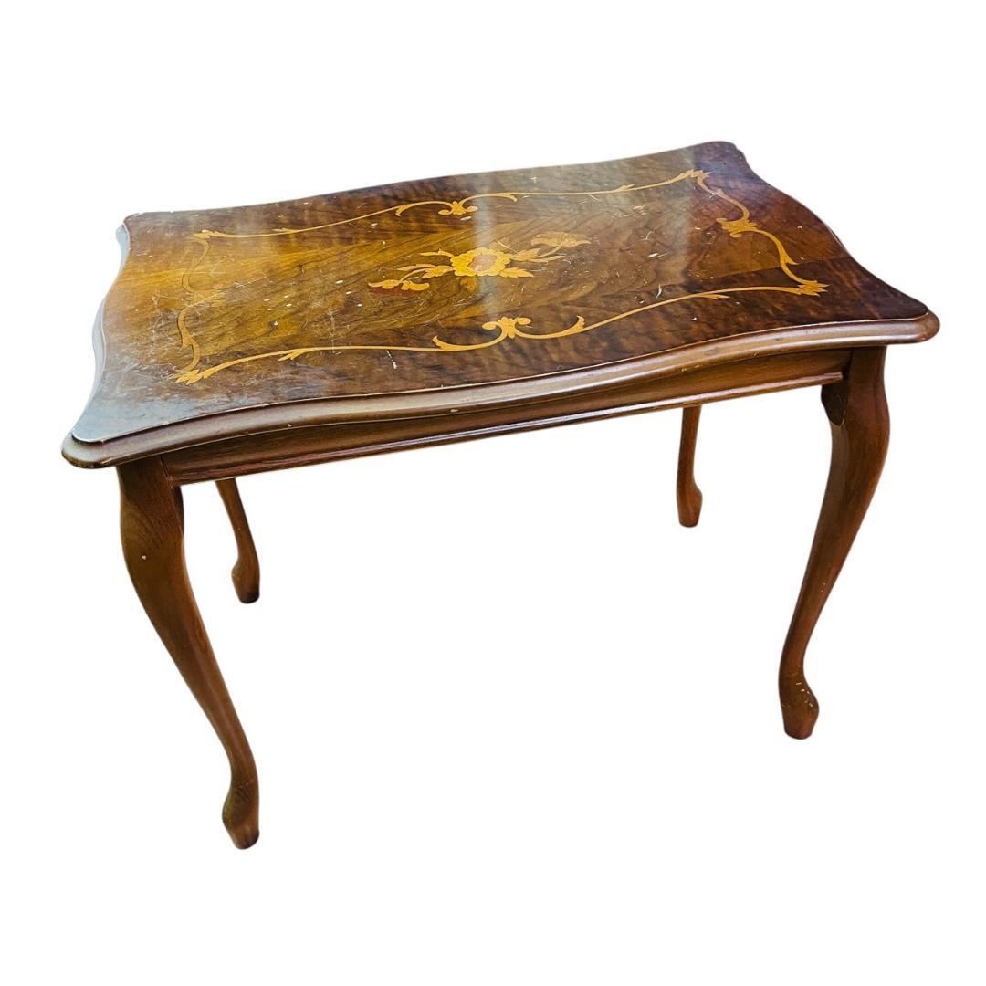 象嵌入り　ネストテーブルセット アンティーク　猫脚　3台