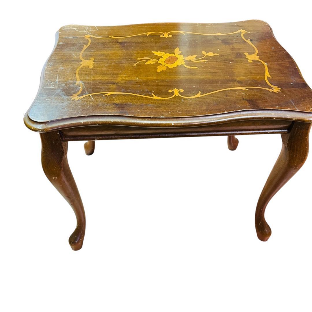 象嵌入り　ネストテーブルセット アンティーク　猫脚　3台