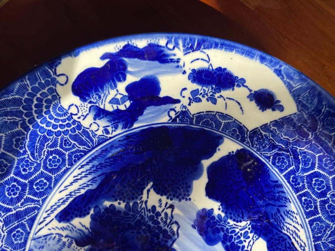 骨董 古伊万里　染付　35cm 大皿