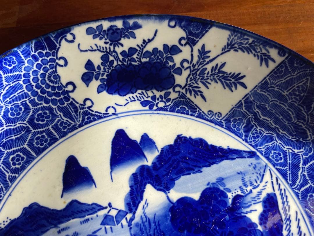 骨董 古伊万里　染付　35cm 大皿