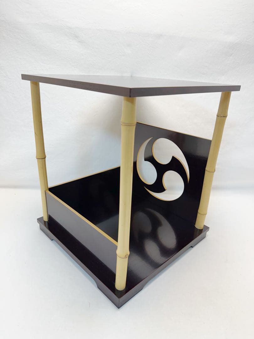 ほぼ未使用 茶道具 平安 光入作 巴棚 圓能斎好写 溜塗 共箱