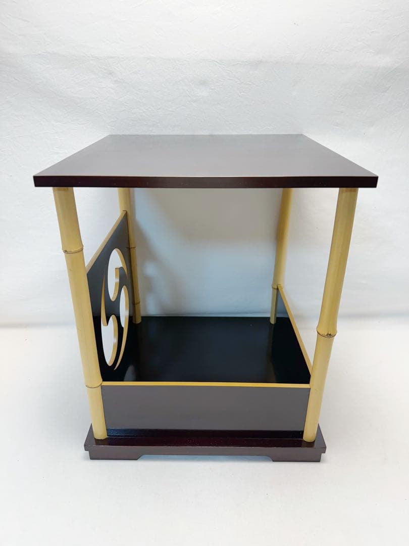 ほぼ未使用 茶道具 平安 光入作 巴棚 圓能斎好写 溜塗 共箱