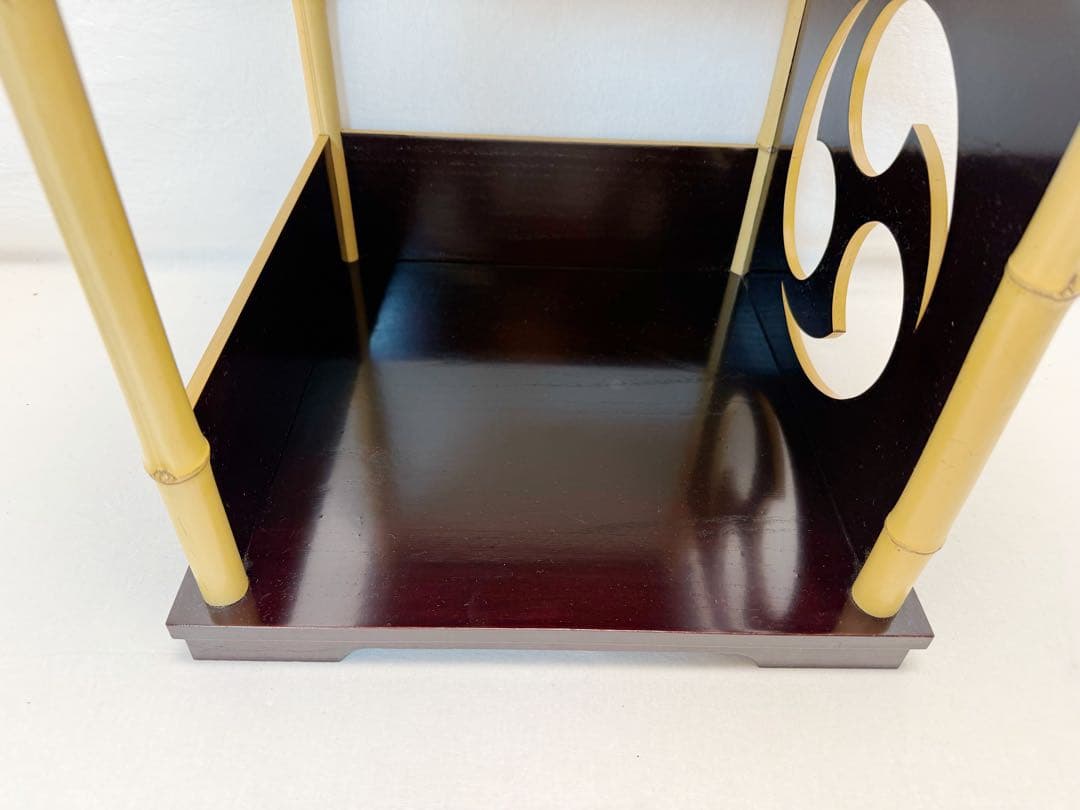 ほぼ未使用 茶道具 平安 光入作 巴棚 圓能斎好写 溜塗 共箱