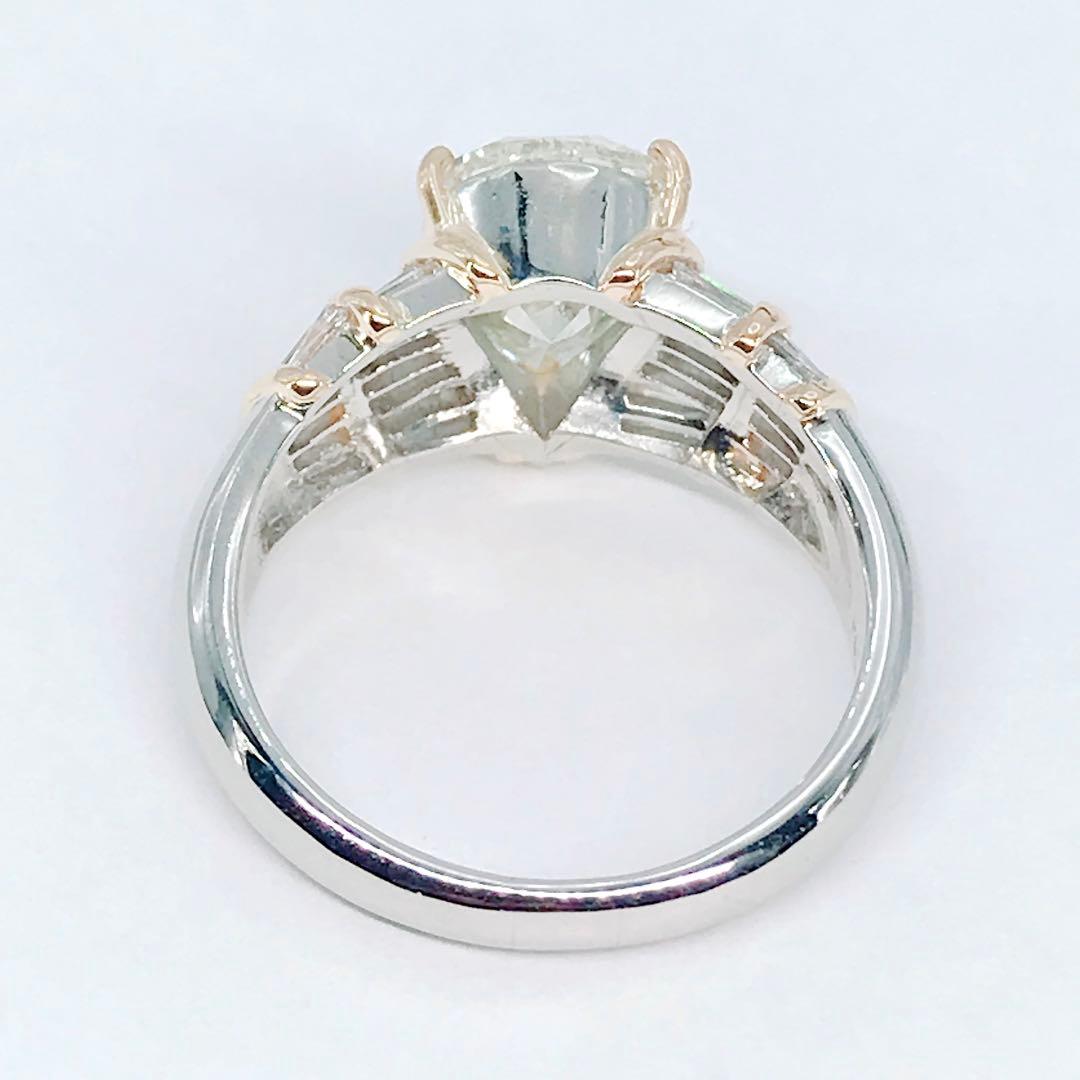 3ctアップ 超大粒 ダイヤモンドリング ペアシェイプ テーパーバケット 希少