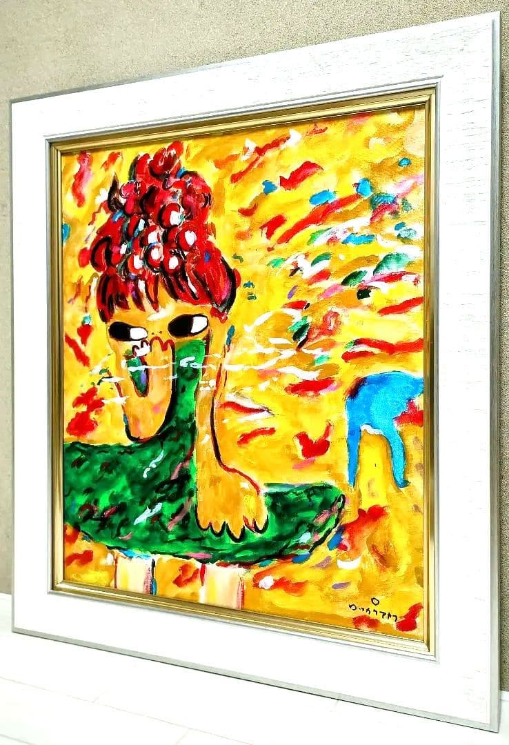 【SALE】［F8号］ロッカクアヤコ/肉筆/手描き/表裏サイン有/油彩/アクリル