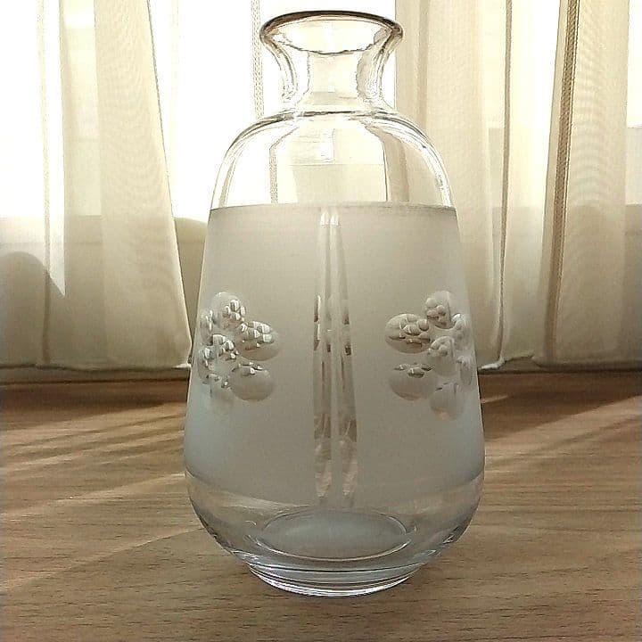 紋様入りガラス徳利 明治期 レア美品 和ガラス レトロ ウランガラス 貴重