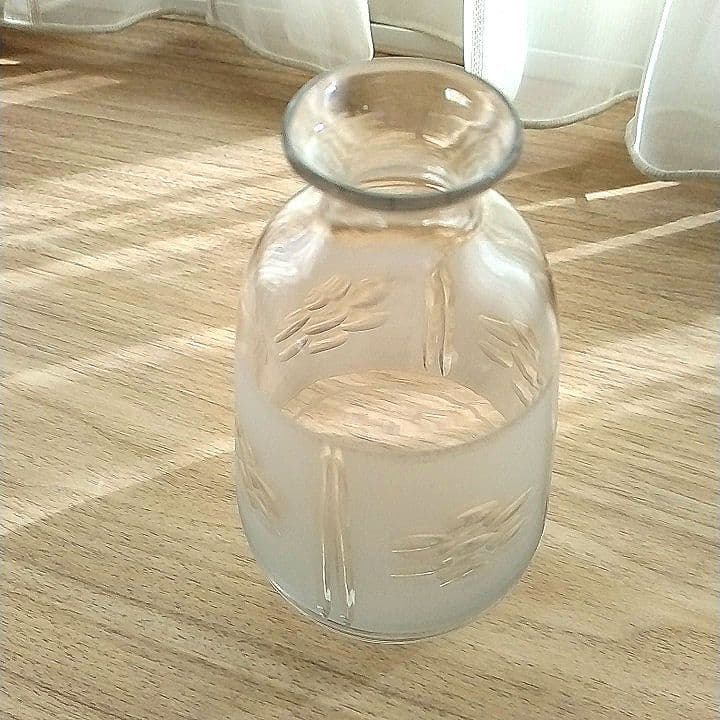 紋様入りガラス徳利 明治期 レア美品 和ガラス レトロ ウランガラス 貴重