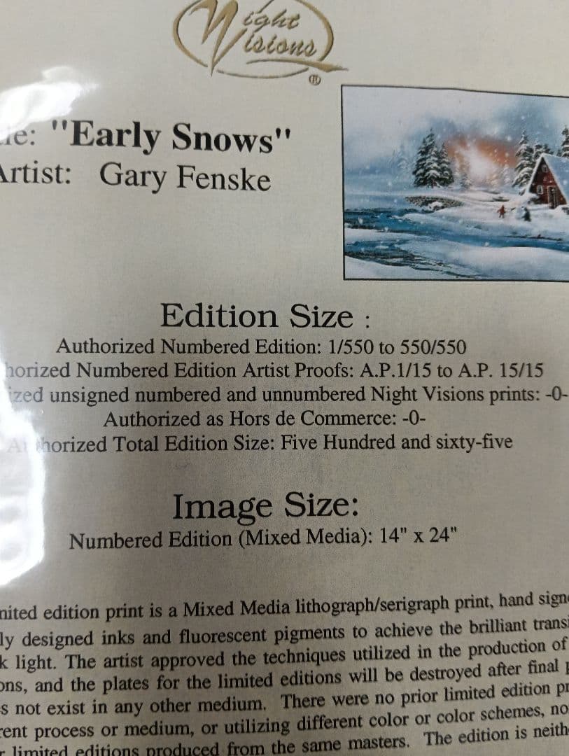 yタイトル「Early s」Gary Fenske作　冬の風景 絵画