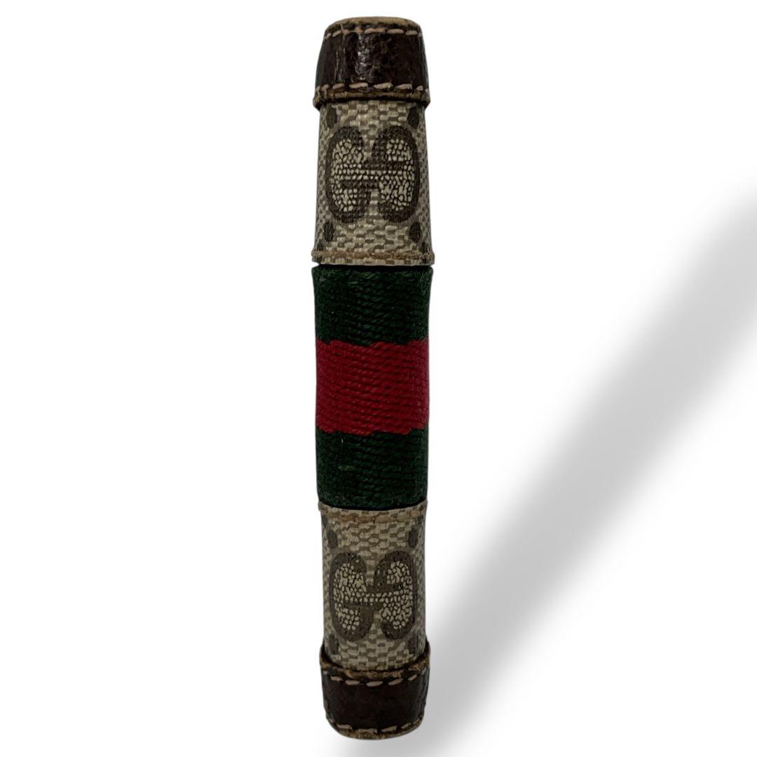 グッチ　二つ折り財布　お札入れ　シェリーライン　GGスプリーム　ベージュ　PVC