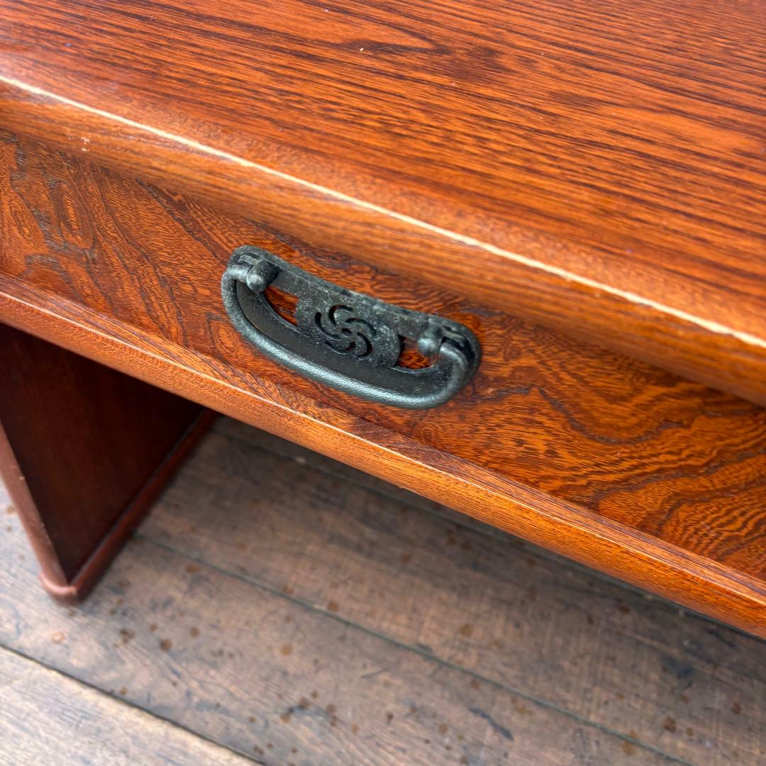 昭和レトロ 木製文机 座机 収納引き出し5杯 和家具 古家具 机 デスク 古道具