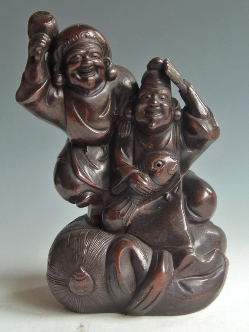 古備前 七福神 大黒天 蛭子天 陶正園 木村正二 縁起物 備前焼 開運 置物