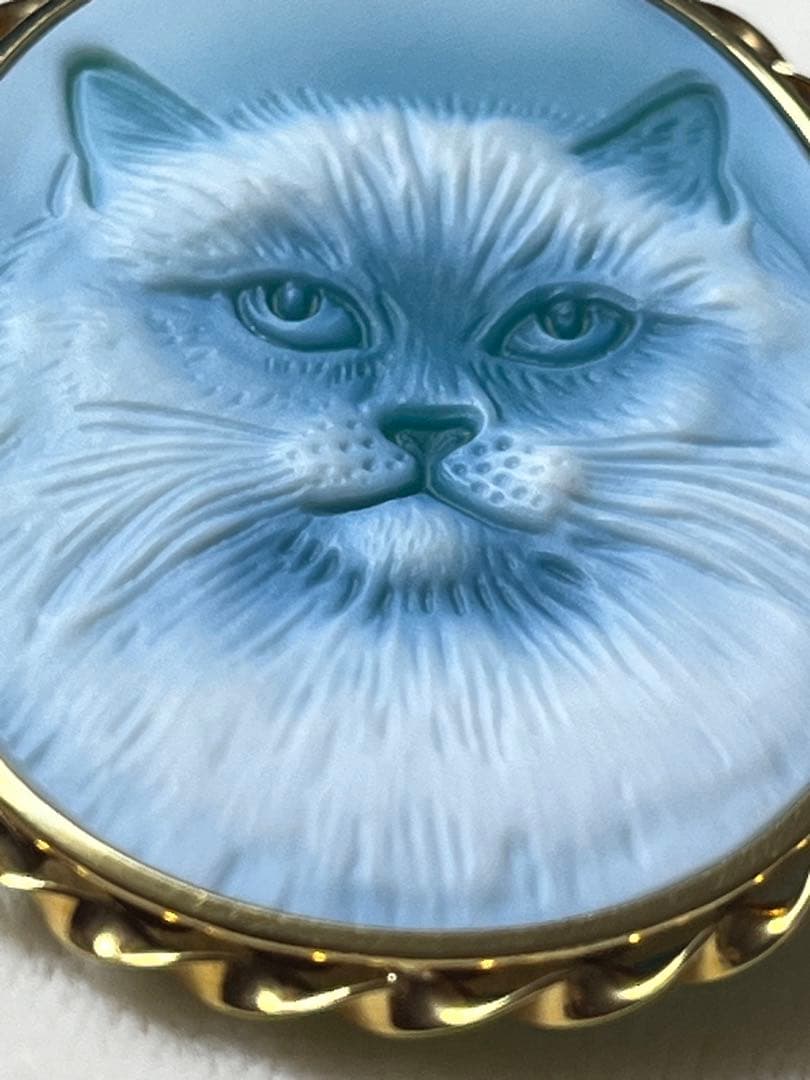 金18 カメオ　猫