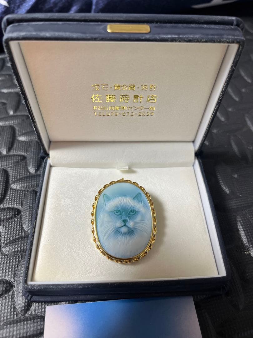 金18 カメオ　猫