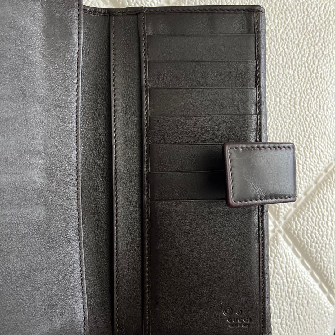 GUCCI 財布　ブラウンレザー 二つ折り財布　型押し