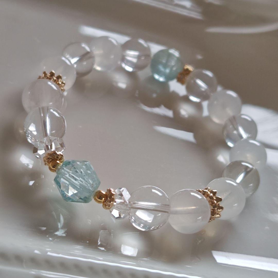 宝石質モスアクアマリン六芒星、ブルートパーズ、K2ムーンクオーツ