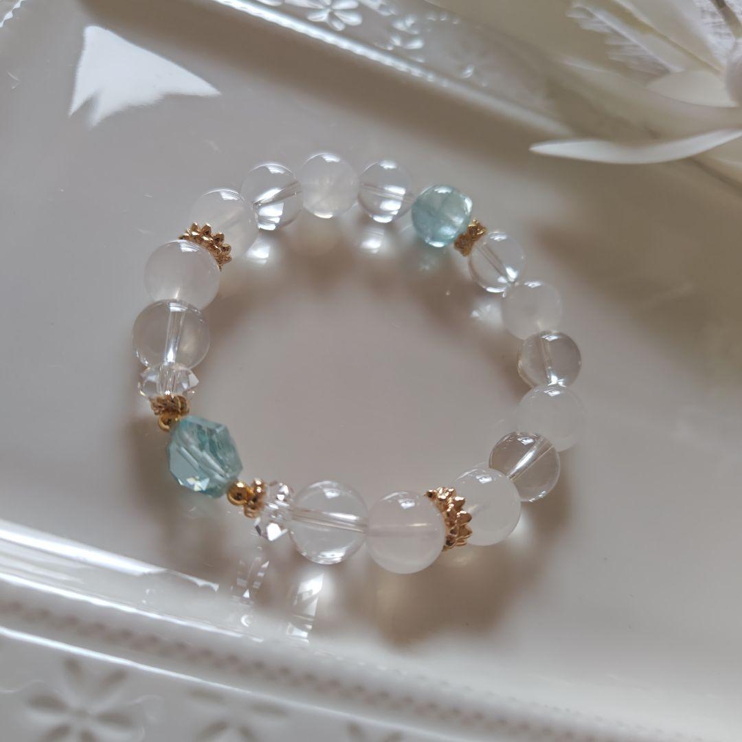 宝石質モスアクアマリン六芒星、ブルートパーズ、K2ムーンクオーツ