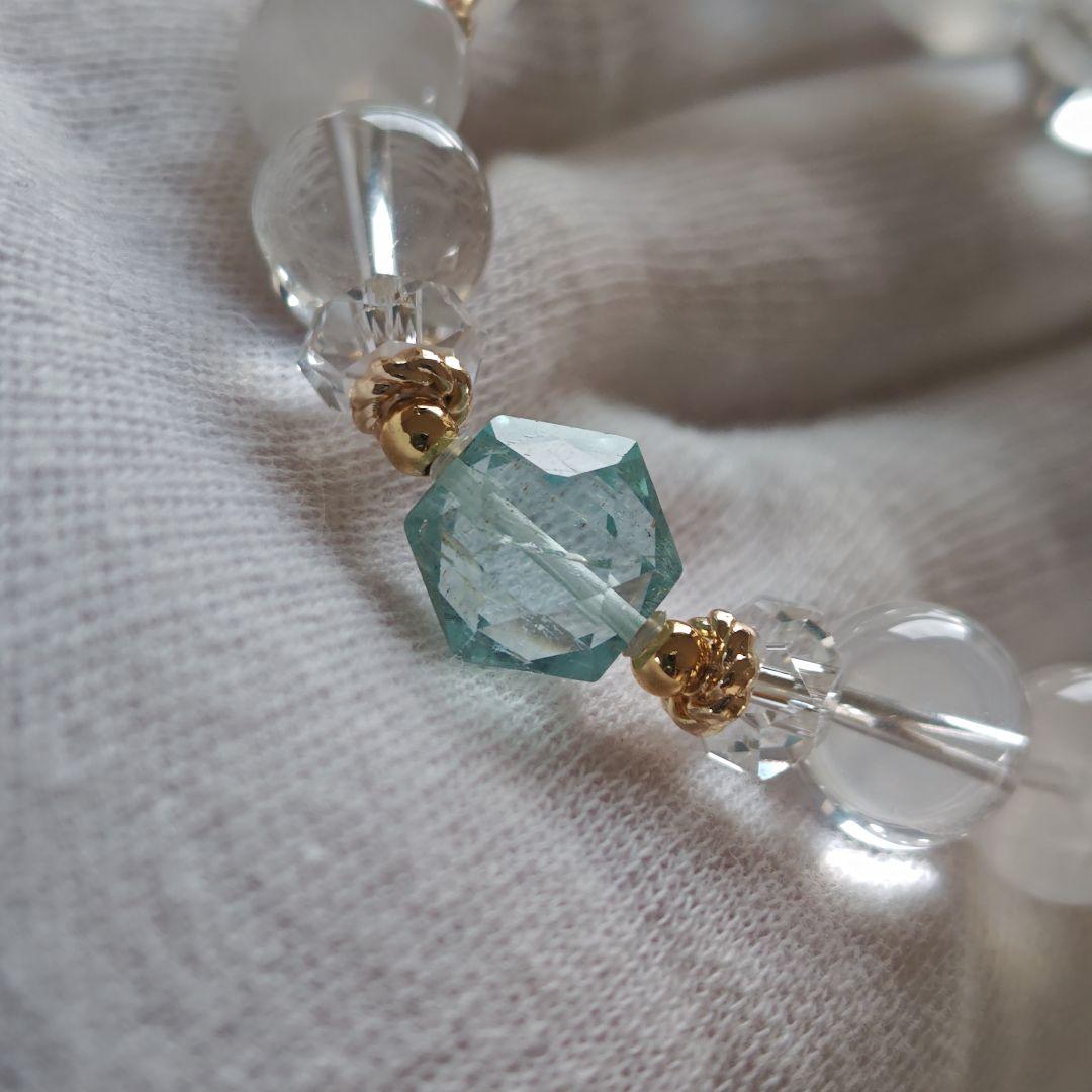 宝石質モスアクアマリン六芒星、ブルートパーズ、K2ムーンクオーツ