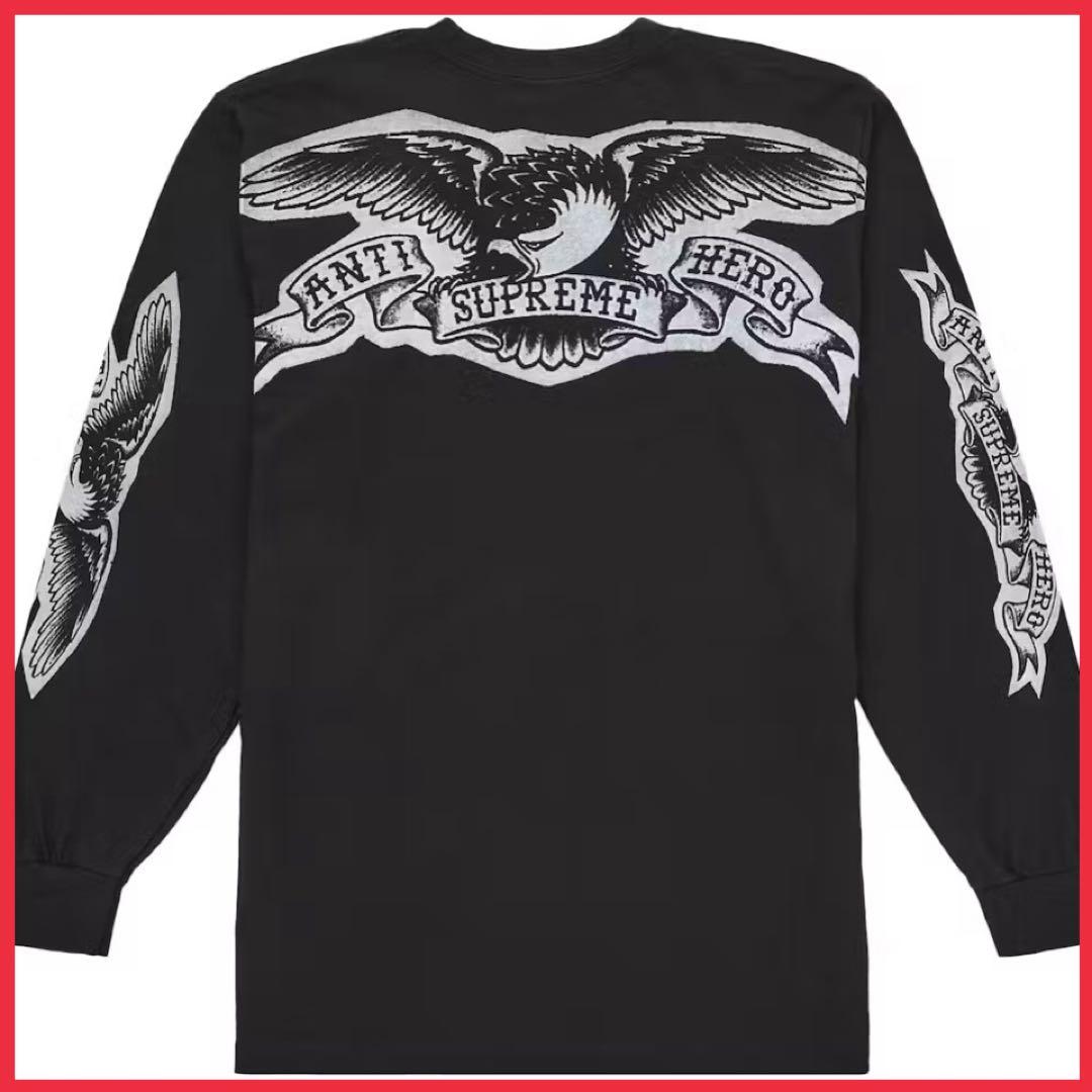 シュプリーム アンタイヒーロー イーグル エルエス Tシャツ