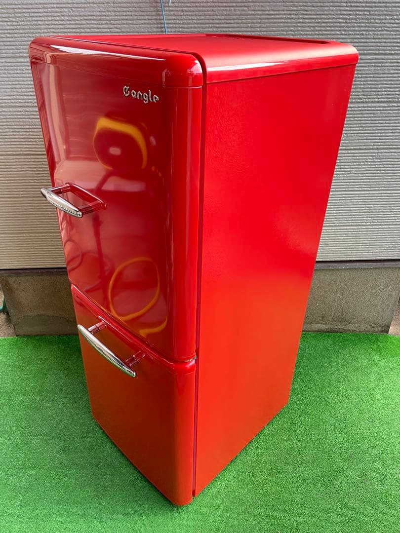 637極美品✨ エディオン レトロインバーターおしゃれレッド 2ドア冷蔵庫 単身