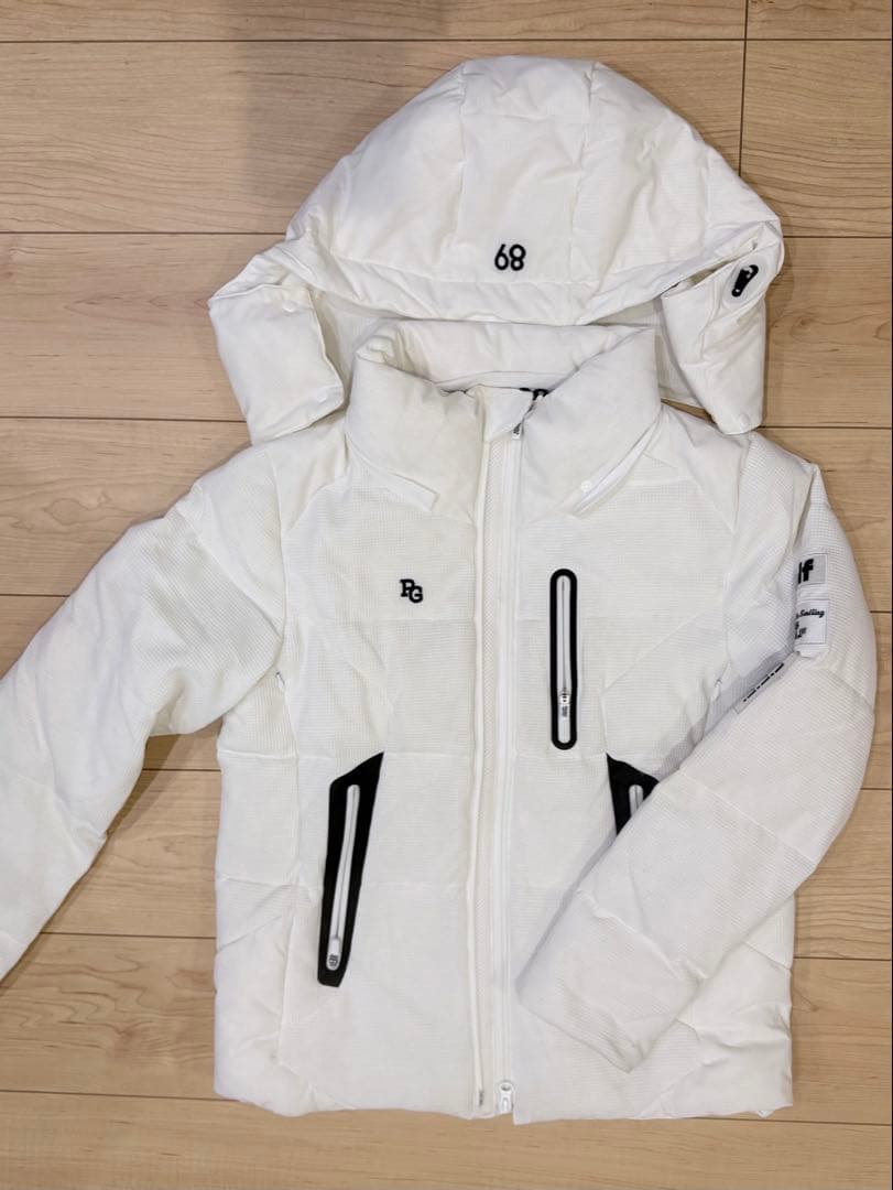 パーリーゲイツ　ポリコットワッフル×ドットエアーダウンブルゾン