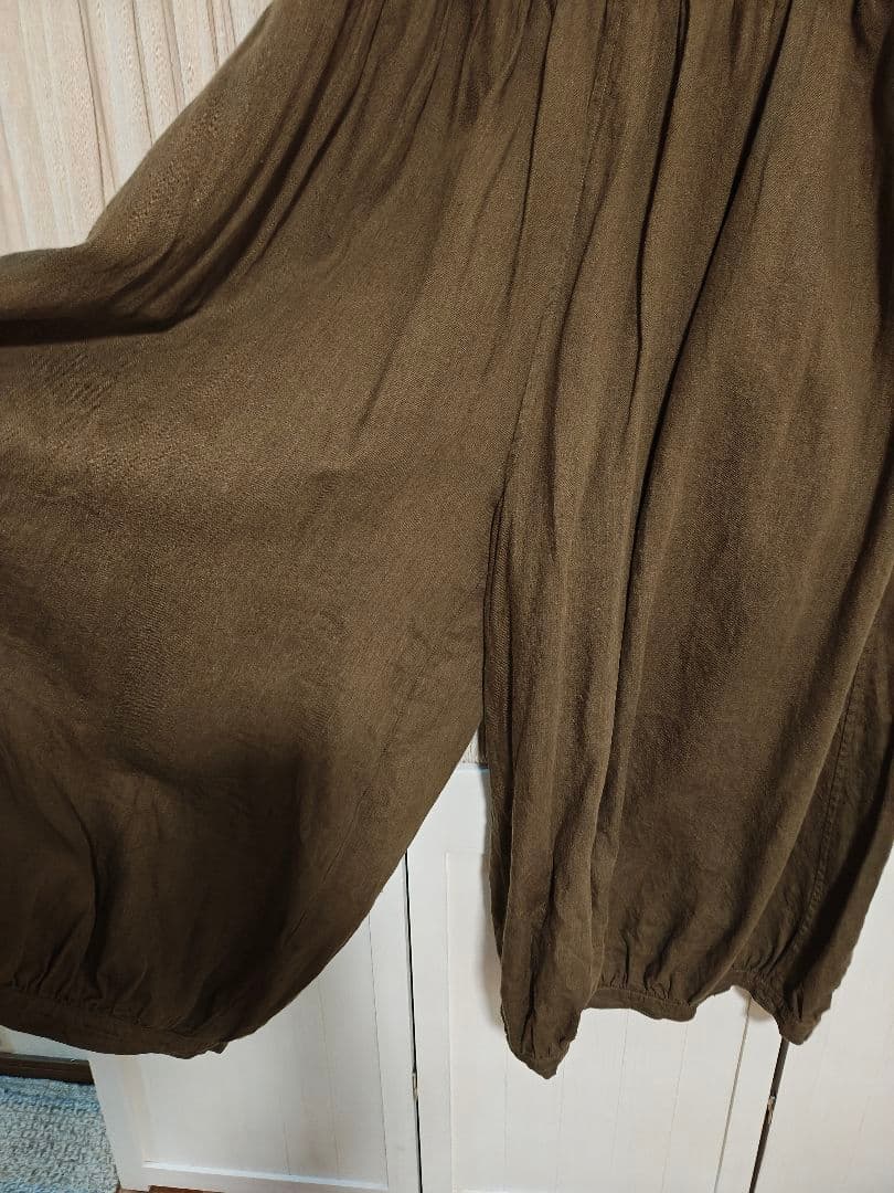 ICHI Antiquities noir リネン サーカスパンツ オリーブ色