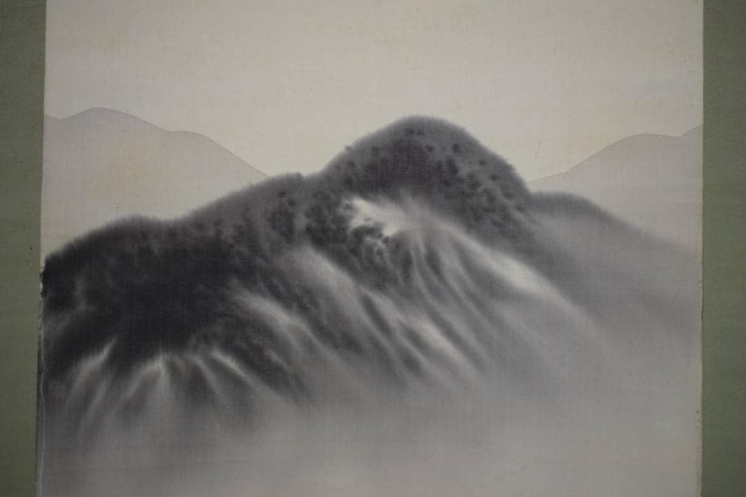 真作/松田彩観/山水人物梅図/桐極箱付/布袋屋掛軸HH-696