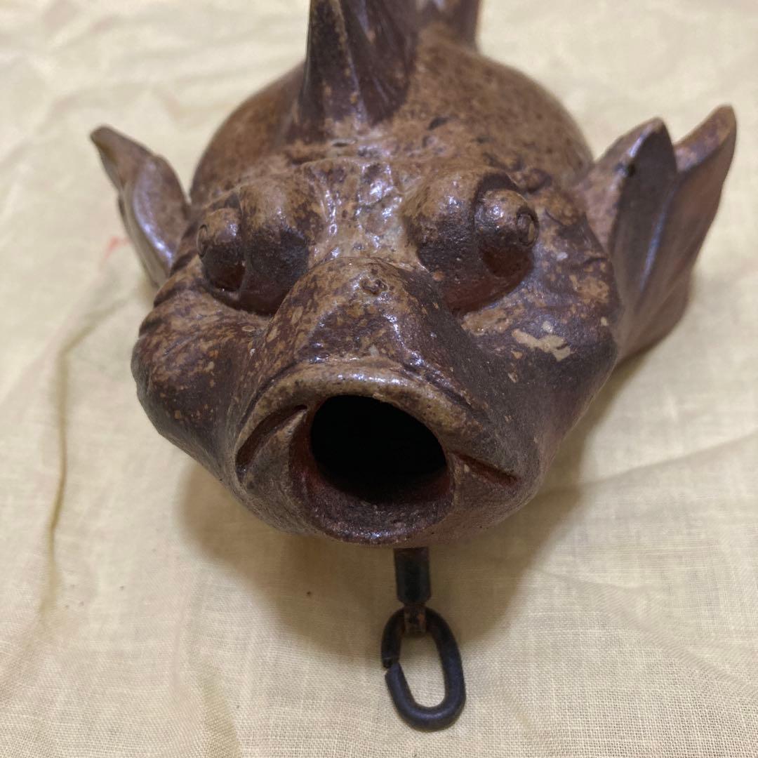 【共箱付】一壺作 黄瀬戸 虎魚（おこぜ） 掛役 置物 陶器 骨董品