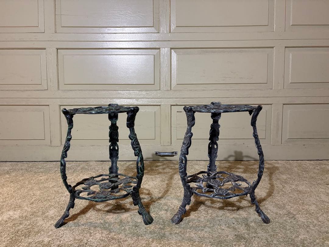 アイアン製 フラワースタンド 2段 花台 プランタースタンド 鋳鉄 インテリア