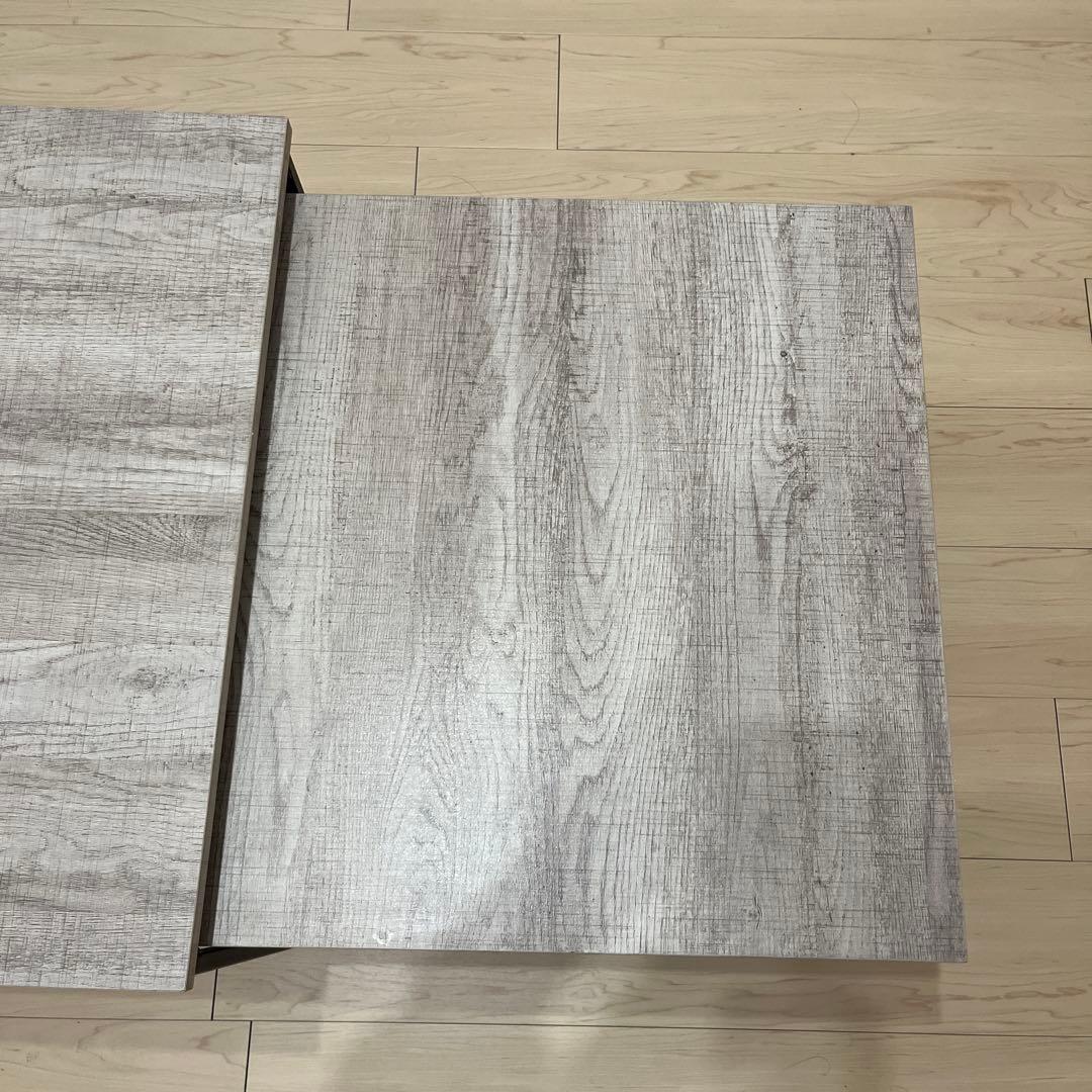 [幅59.5]LOWYA 木目調ネストテーブル スチール脚 リビングテーブル