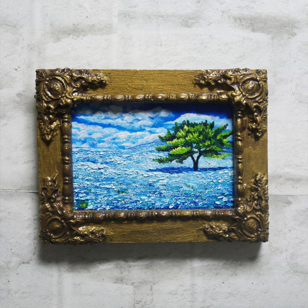 油絵 油彩 油彩画 絵 絵画 キャンバスパネル ミニ絵画【ネモフィラの丘】