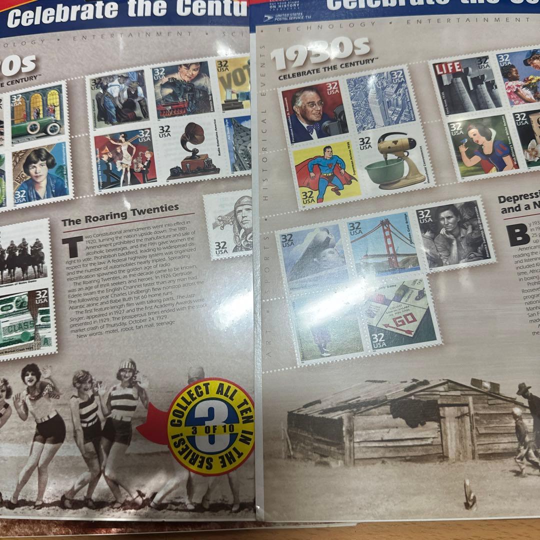 ★＄高騰【USA　切手シート1900年～1980年まで10枚まとめて】未使用★