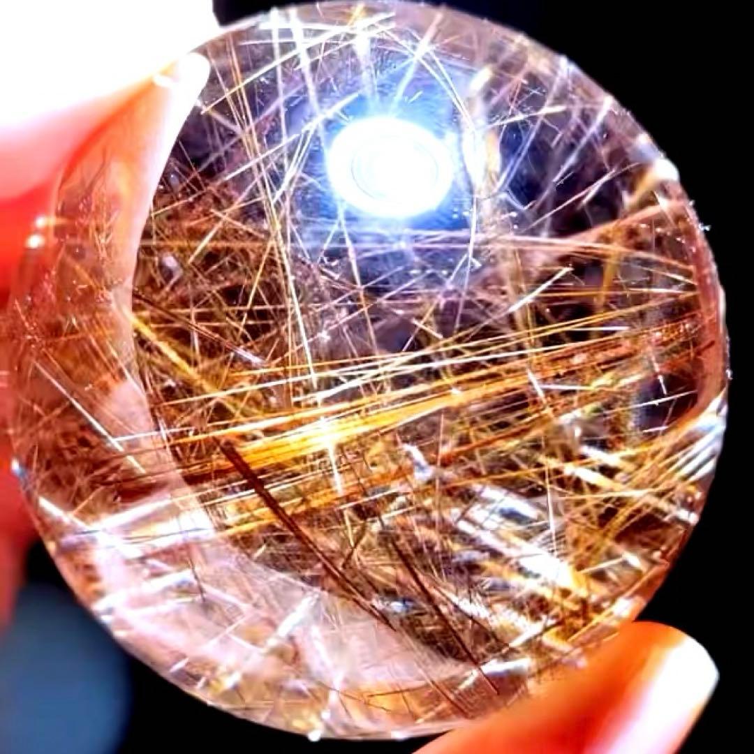 超絶綺麗✨53mm ゴールドルチルクォーツ　丸玉スフィア　金針水晶