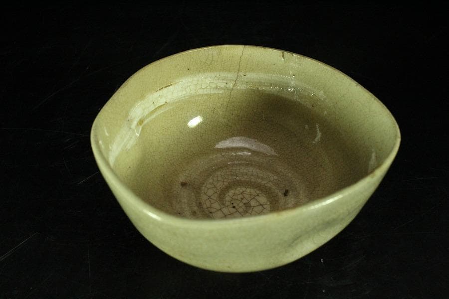 茶道具 古萩 刷毛目茶碗 江戸末期 桂又三郎 書付(K-YC560)