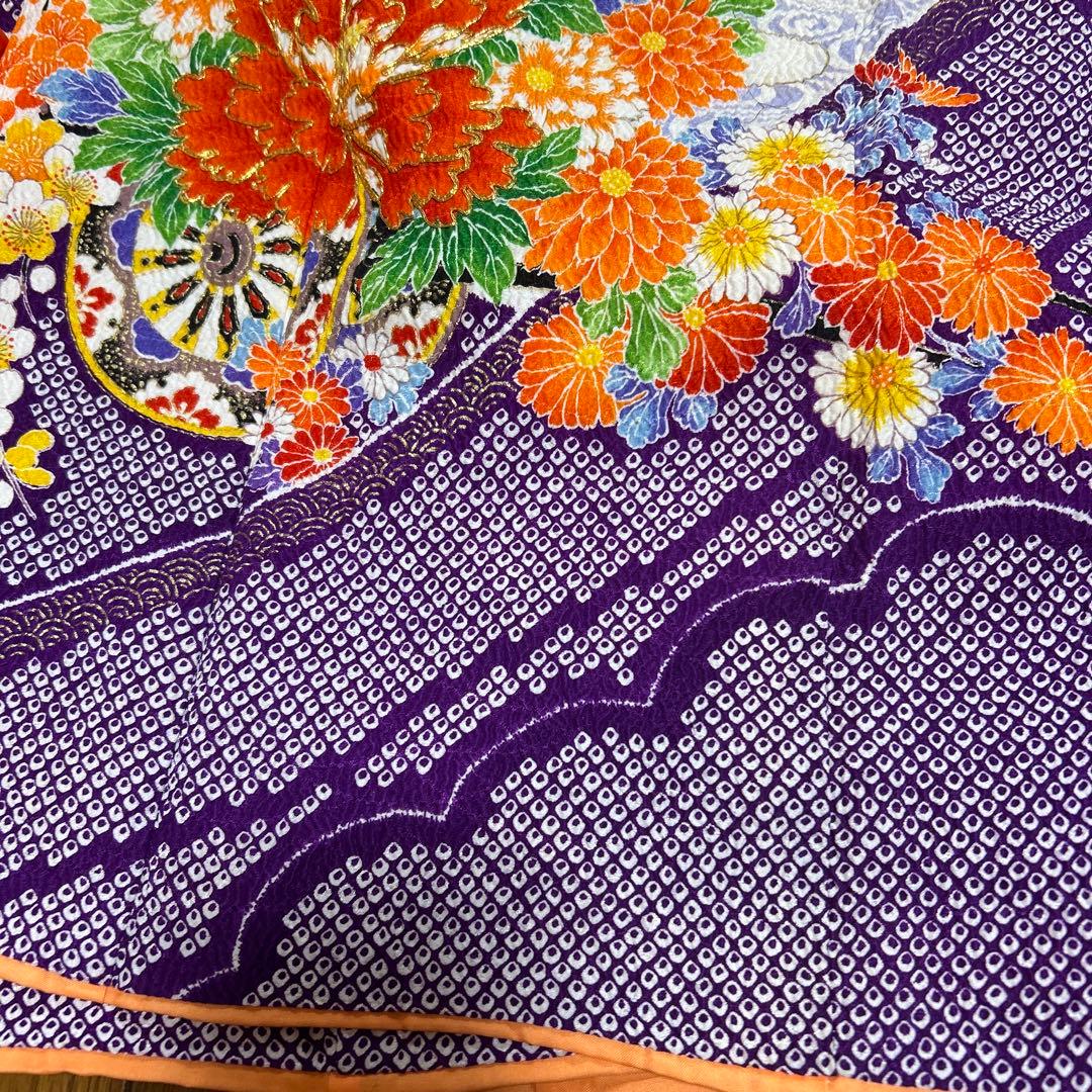 七五三 7歳着物セット 紫色絞り花柄