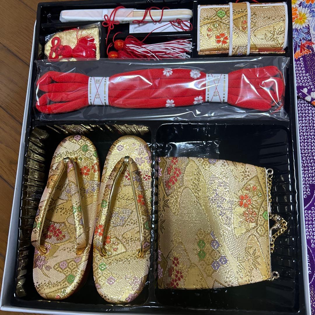 七五三 7歳着物セット 紫色絞り花柄