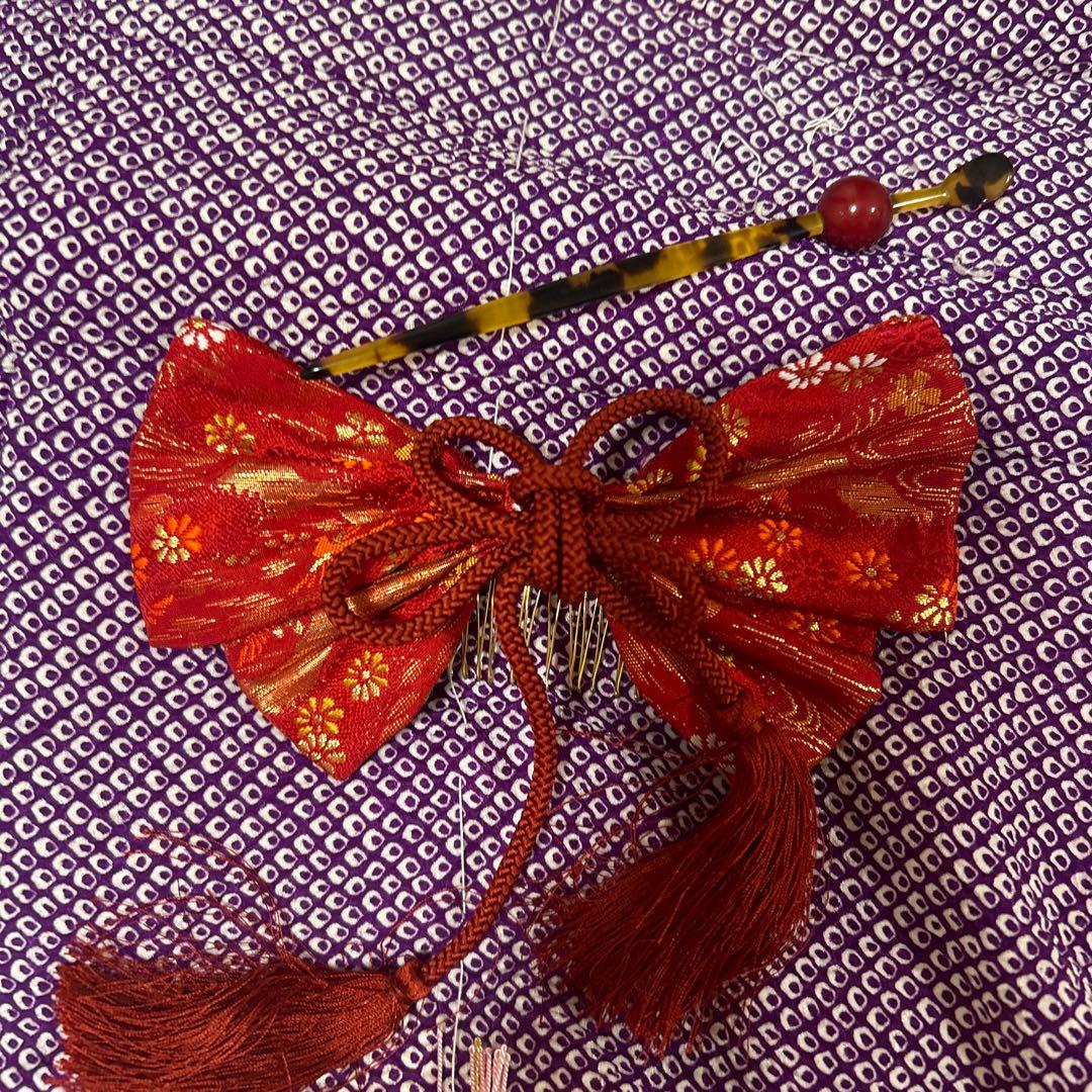 七五三 7歳着物セット 紫色絞り花柄