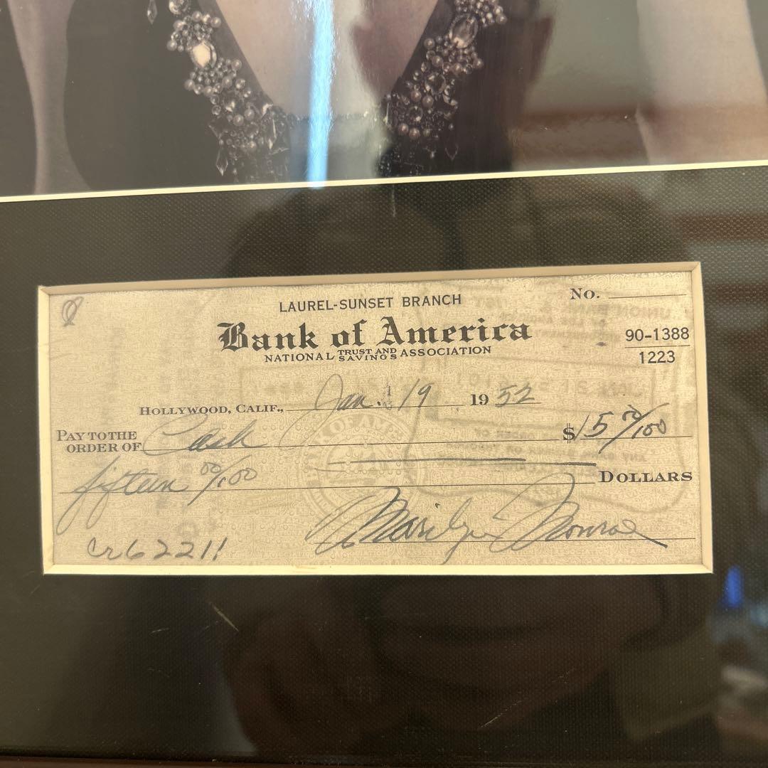 マリリン・モンロー 小切手 1952年　複製