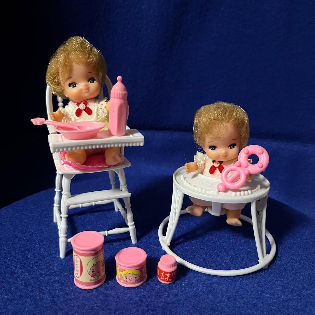 【昭和レトロ】リカちゃんのふたごの赤ちゃん　ミキちゃんマキちゃん&お食事セット