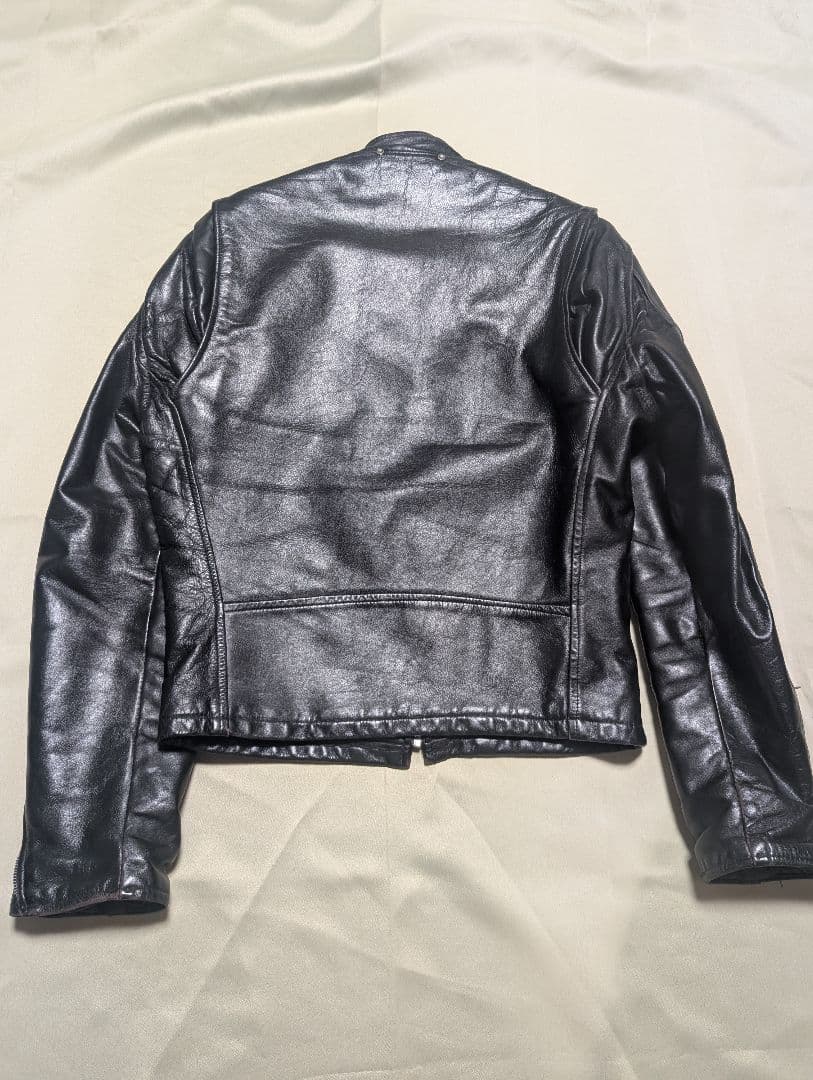 FIDELITY ブラック シングルライダースジャケット ヴィンテージ 茶芯