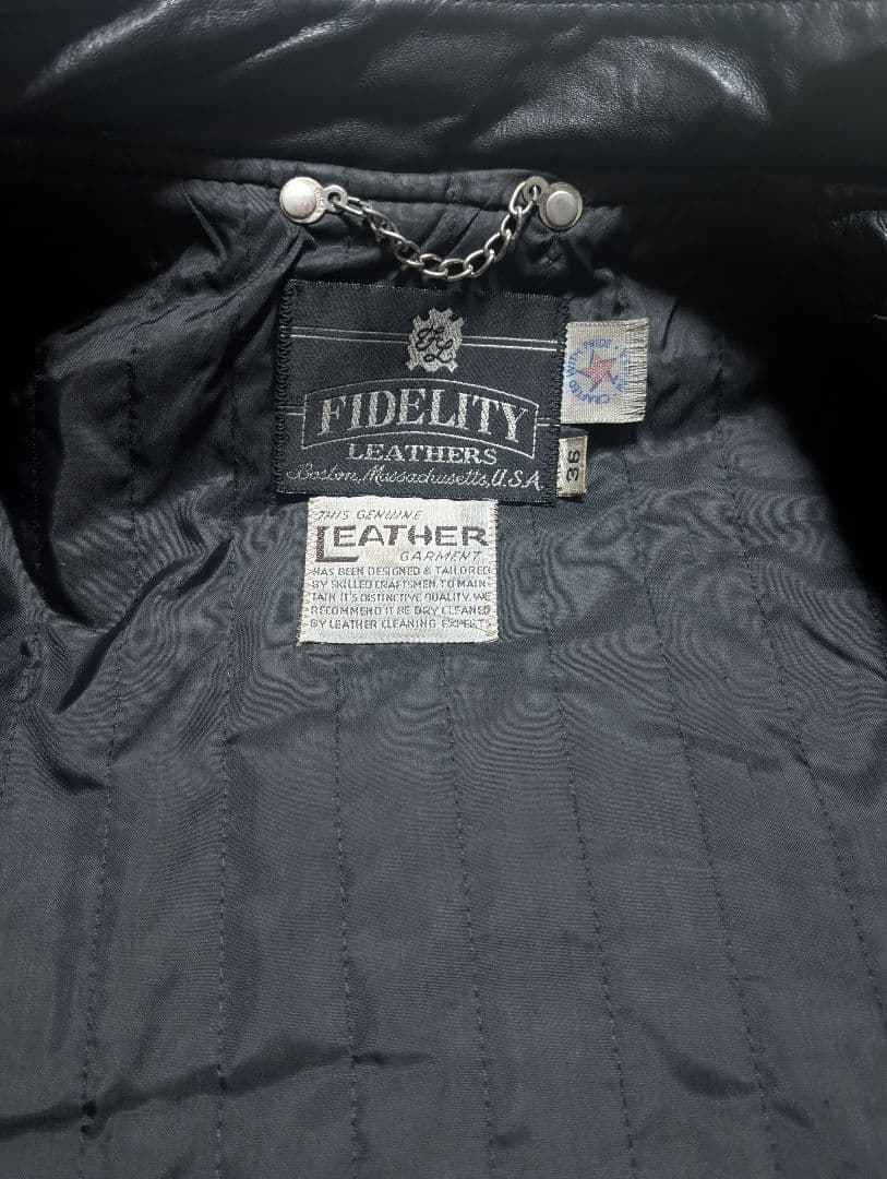 FIDELITY ブラック シングルライダースジャケット ヴィンテージ 茶芯