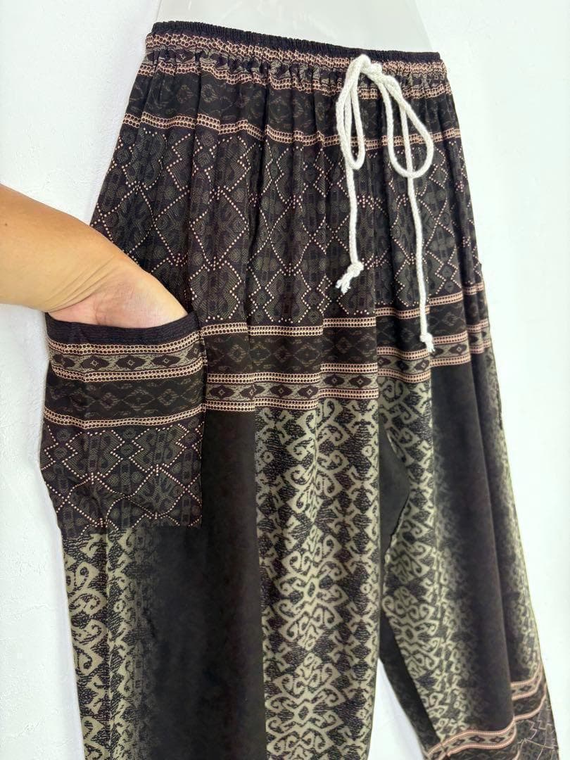 専用です！アラジン　タイパンツ　男女兼用【ゴム紐】B柄DKブラウン　F706-4